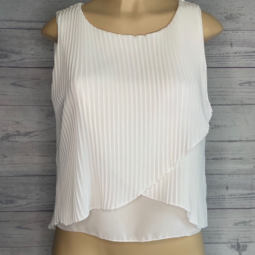 Sabrina Diamanti Pleated Tiered Blouse Sz S